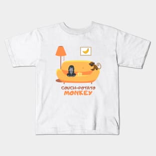 couch-potato monkey Kids T-Shirt